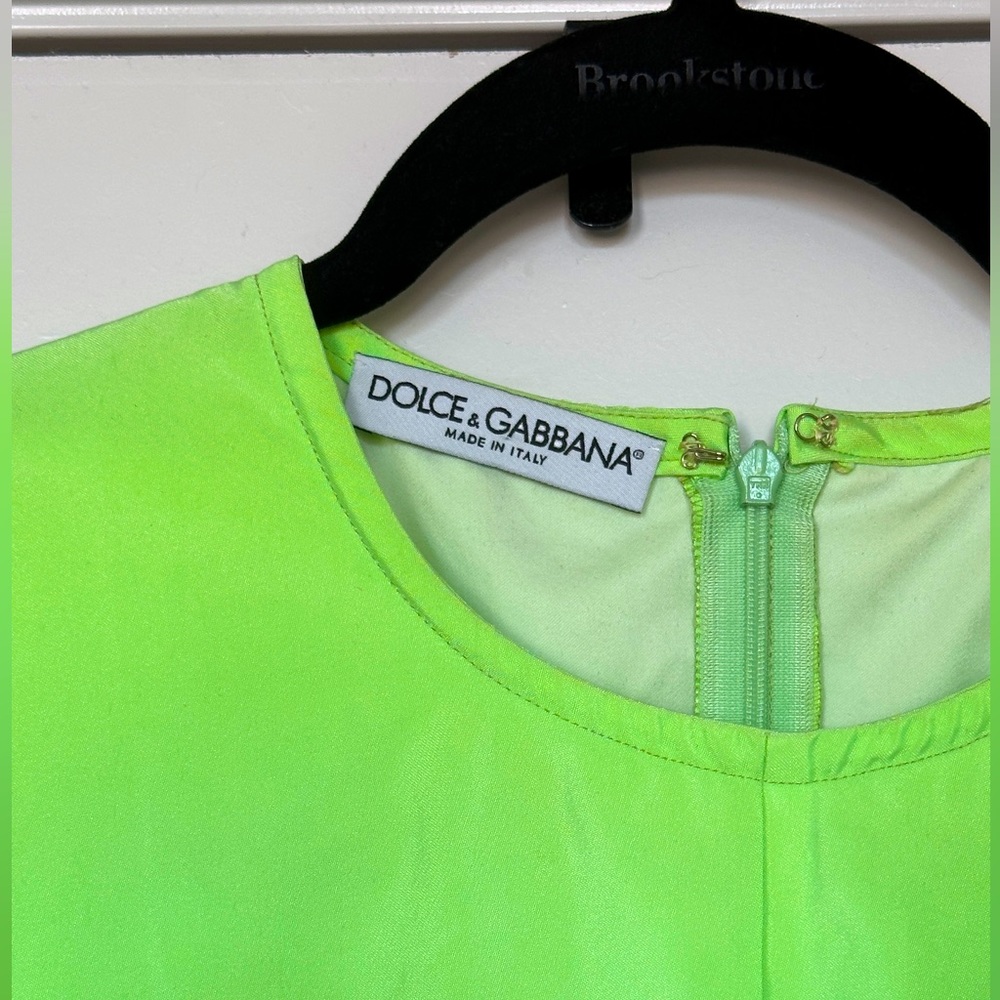 Dolce & Gabbana lime green midi fit-and-flare dress
